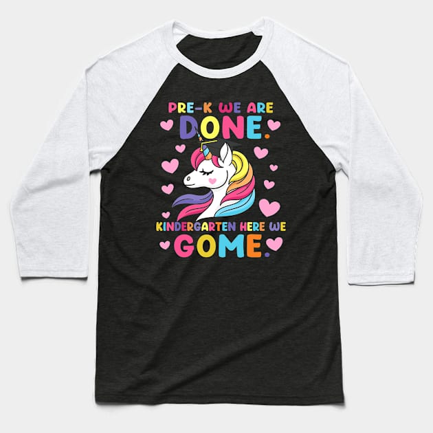 Girls Pre-K Graduation Magical Unicorn Baseball T-Shirt by Xonmau